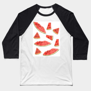 Watermelon Watercolor illustration pattern Baseball T-Shirt